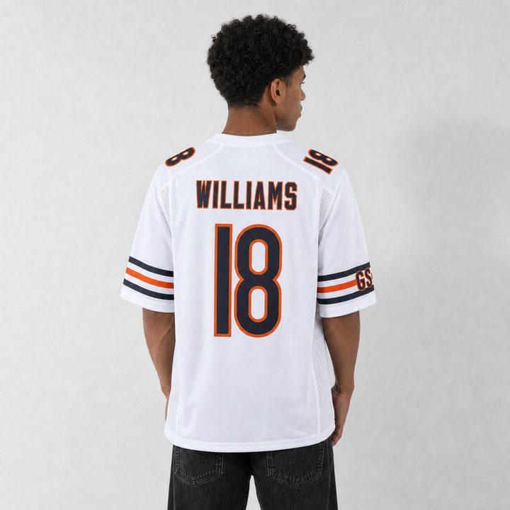 CHI White Football Jersey Williams Number 18 Custom Name and Number