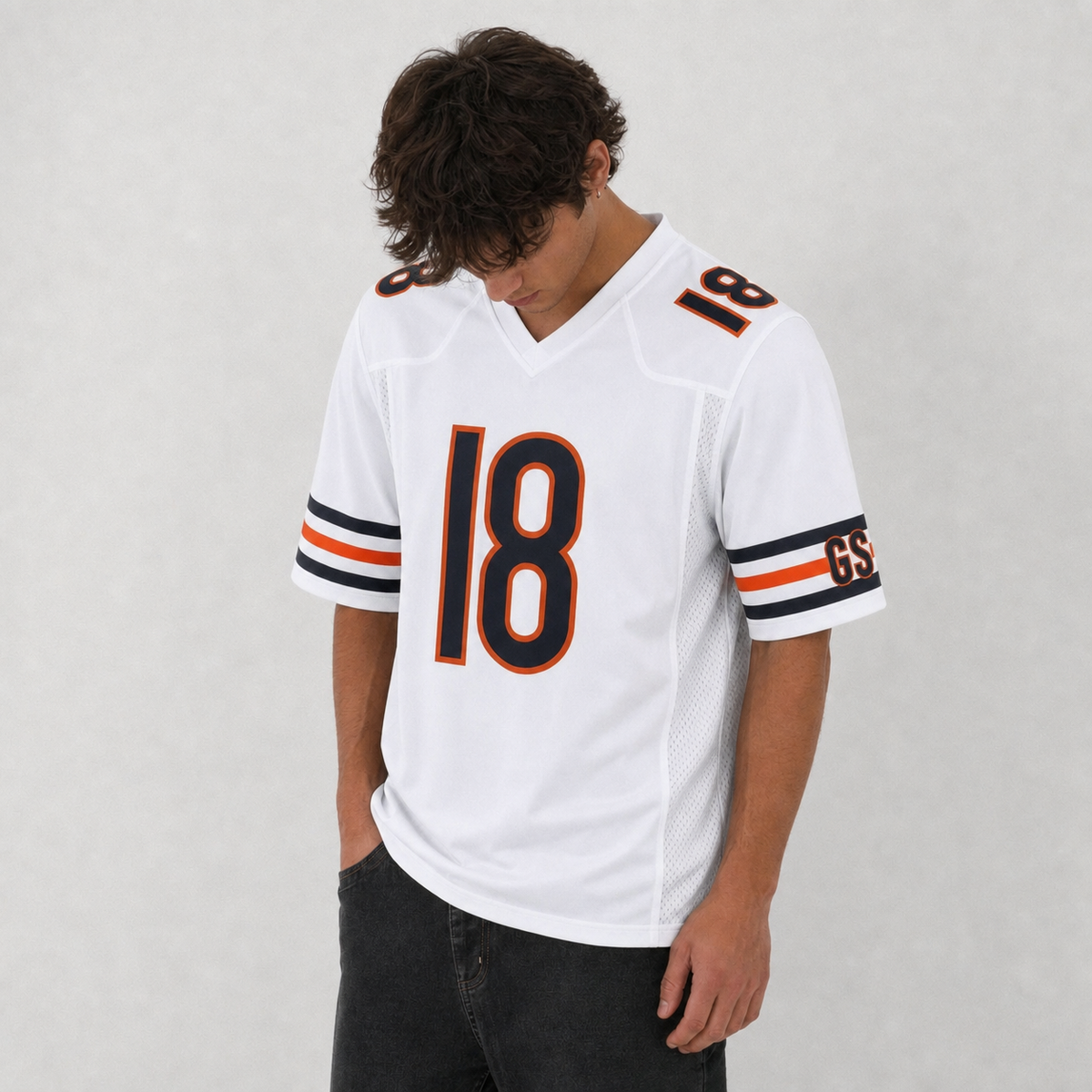 CHI White Football Jersey Williams Number 18 Custom Name and Number