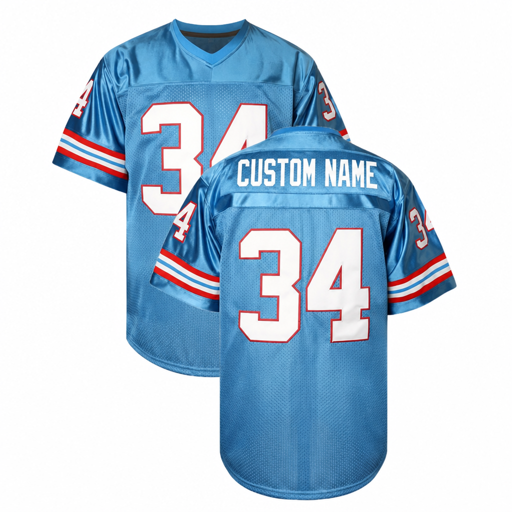 HOU Blue Football Jersey Campbell Number 34 Custom Name and Number