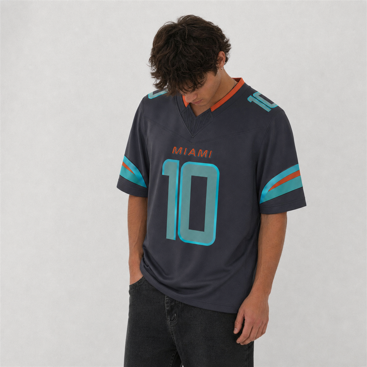 MIA Black Football Jersey Number 10 Custom Name and Number