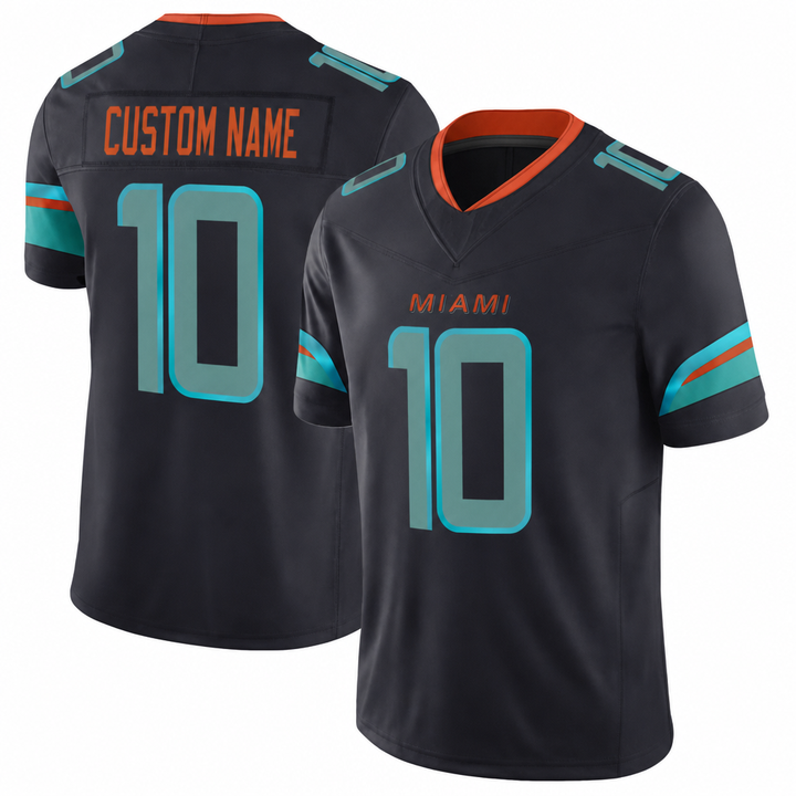 MIA Black Football Jersey Number 10 Custom Name and Number