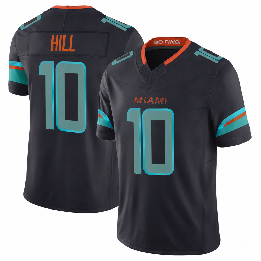 MIA Black Football Jersey Number 10 Custom Name and Number