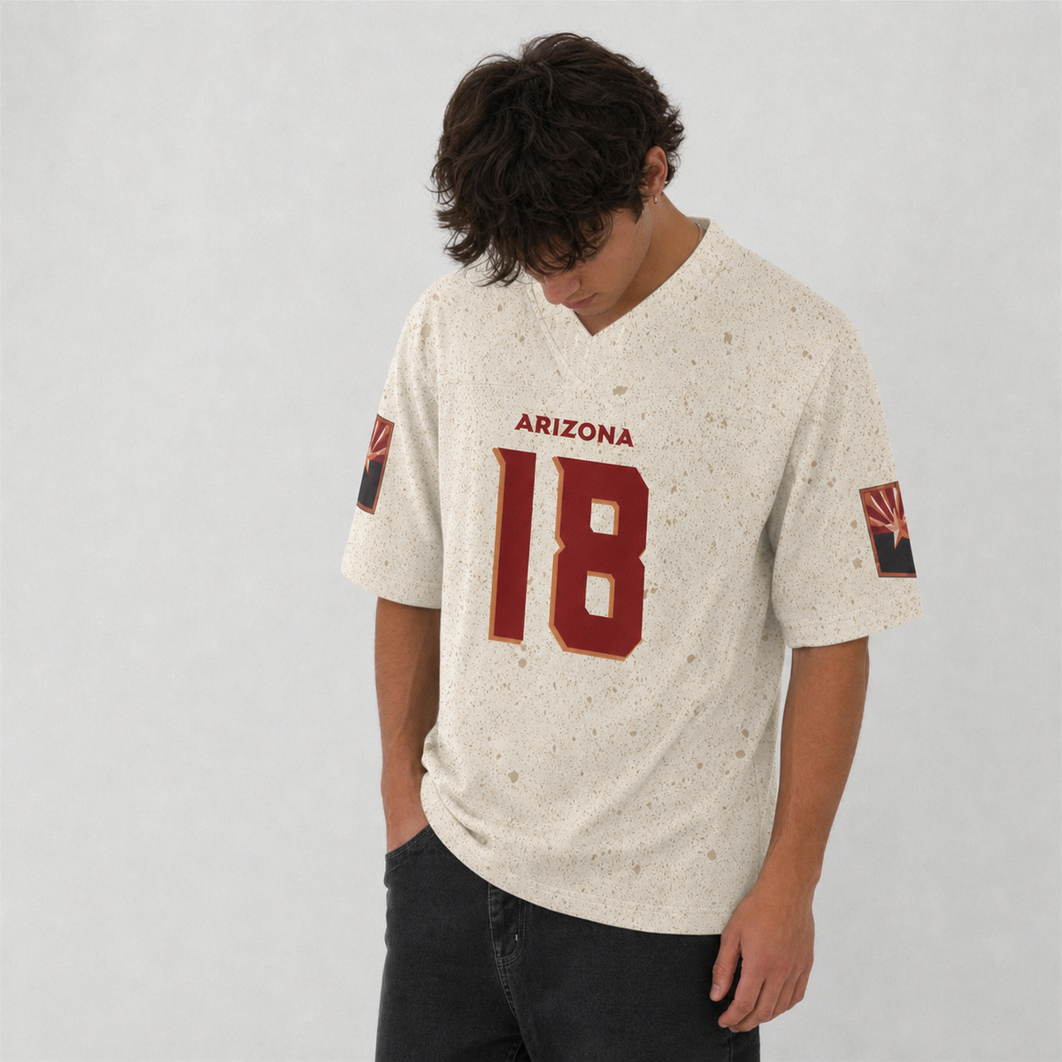 ARI Cream Football Jersey Harrison Jr Number 18