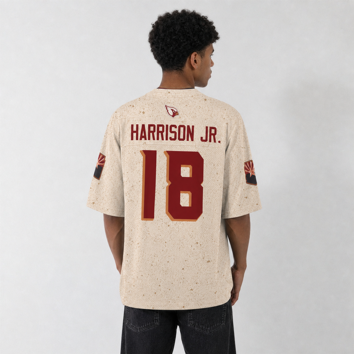ARI Cream Football Jersey Harrison Jr Number 18