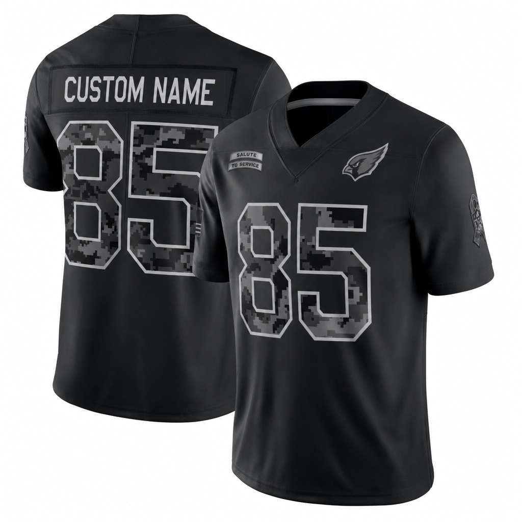 ARI Black Football Jersey McBride Number 85 Salute Style Custom Name and Number