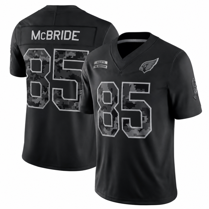 ARI Black Football Jersey McBride Number 85 Salute Style Custom Name and Number