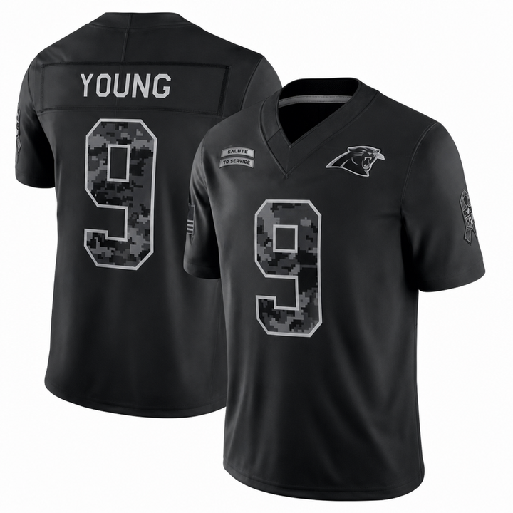 CAR Black Football Jersey Young Number 9 Salute Style Custom Name and Number