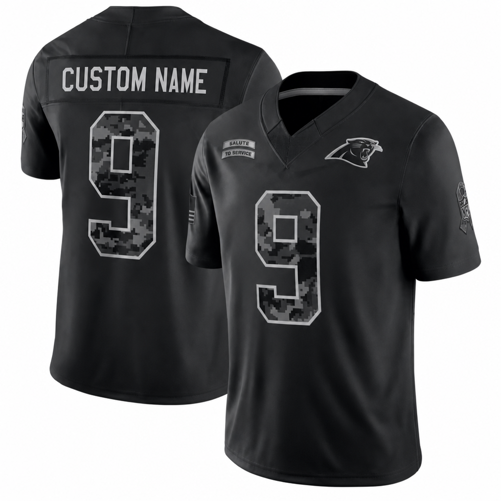 CAR Black Football Jersey Young Number 9 Salute Style Custom Name and Number