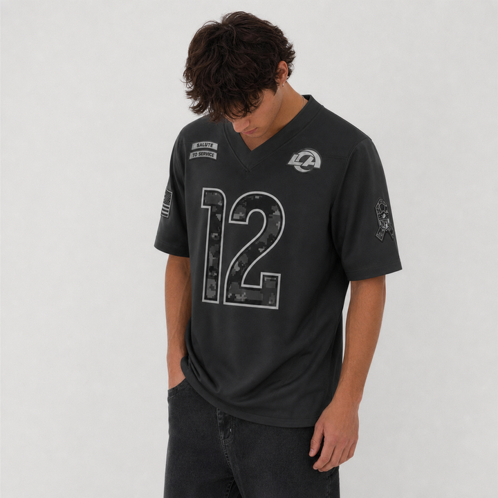 LAR Black Football Jersey Nacua Number 12 Salute Style Custom Name and Number