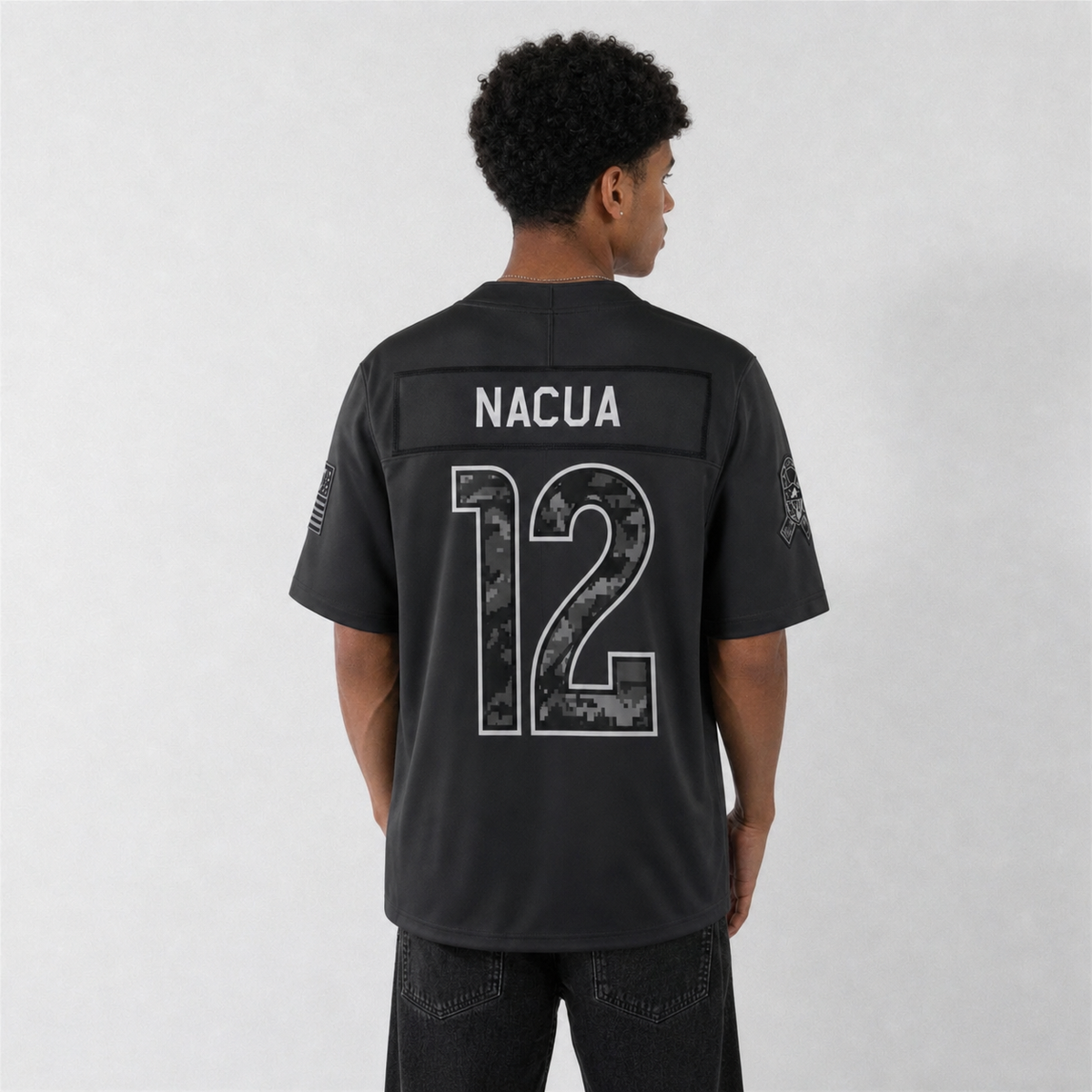 LAR Black Football Jersey Nacua Number 12 Salute Style Custom Name and Number
