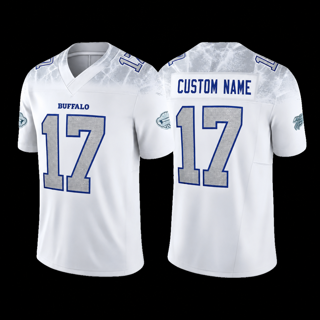 BUF White Football Jersey Allen Number 17 Custom Name and Number