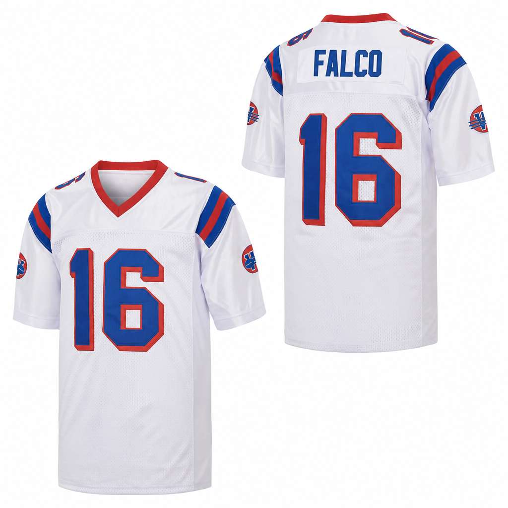 Custom Falco White Football Jersey Number 16 Personalized Name and Number