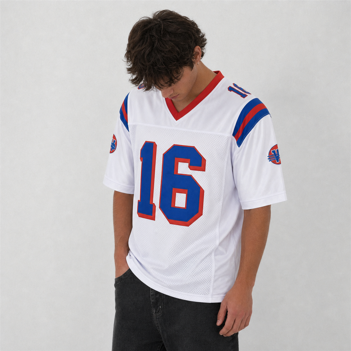 Custom Falco White Football Jersey Number 16 Personalized Name and Number