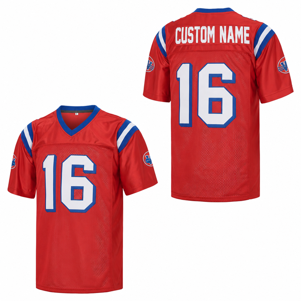 Custom Falco Red Football Jersey Number 16 Personalized Name and Number