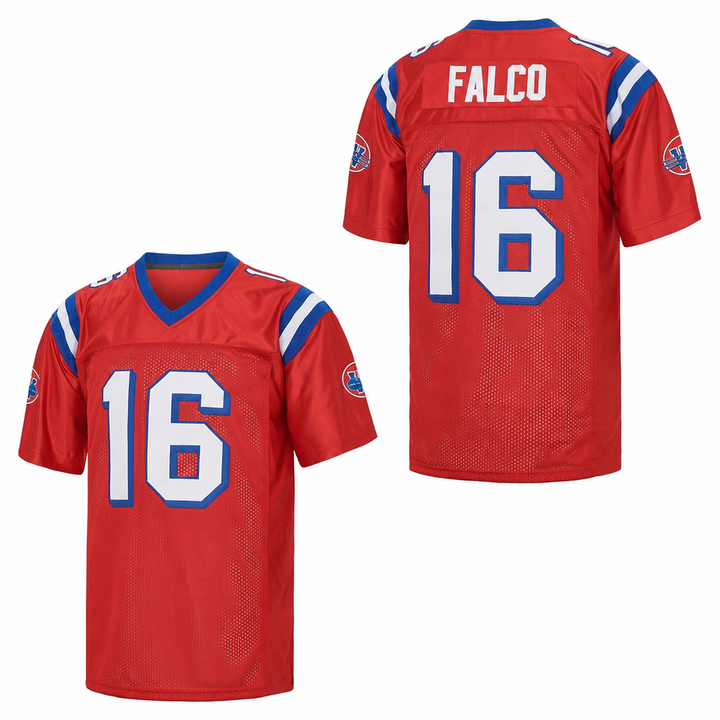 Custom Falco Red Football Jersey Number 16 Personalized Name and Number
