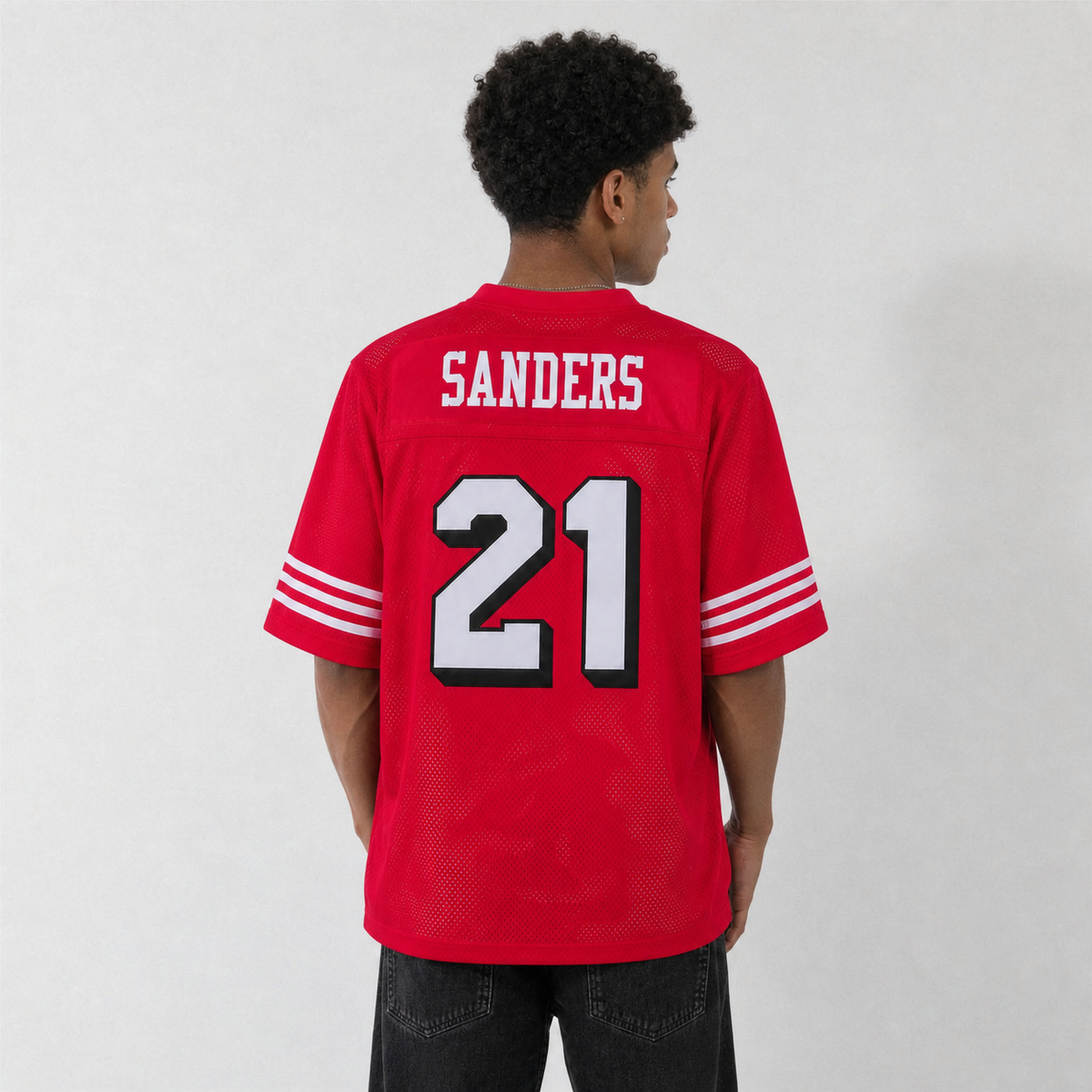 Custom Sanders Red Football Jersey Number 21 Personalized Name and Number