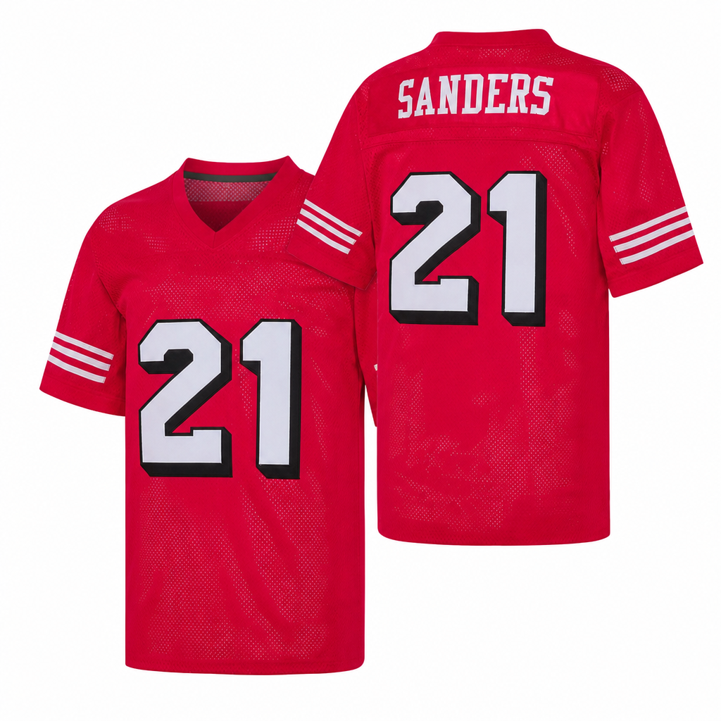Custom Sanders Red Football Jersey Number 21 Personalized Name and Number