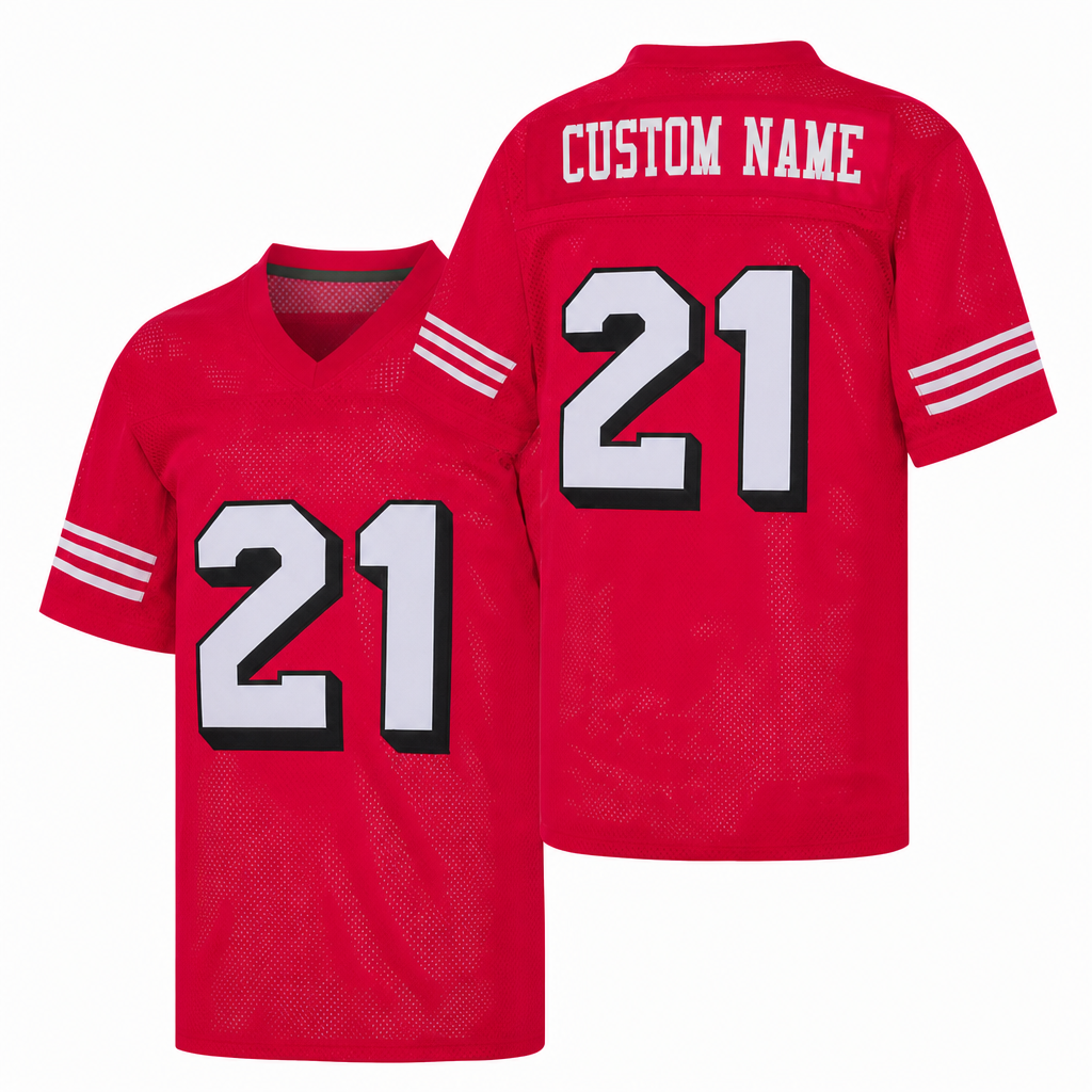 Custom Sanders Red Football Jersey Number 21 Personalized Name and Number