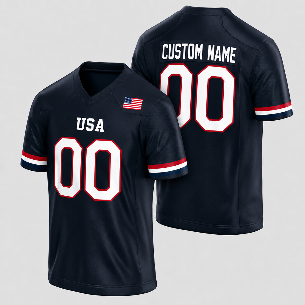 USA Navy Blue Football Jersey – Custom Name and Number
