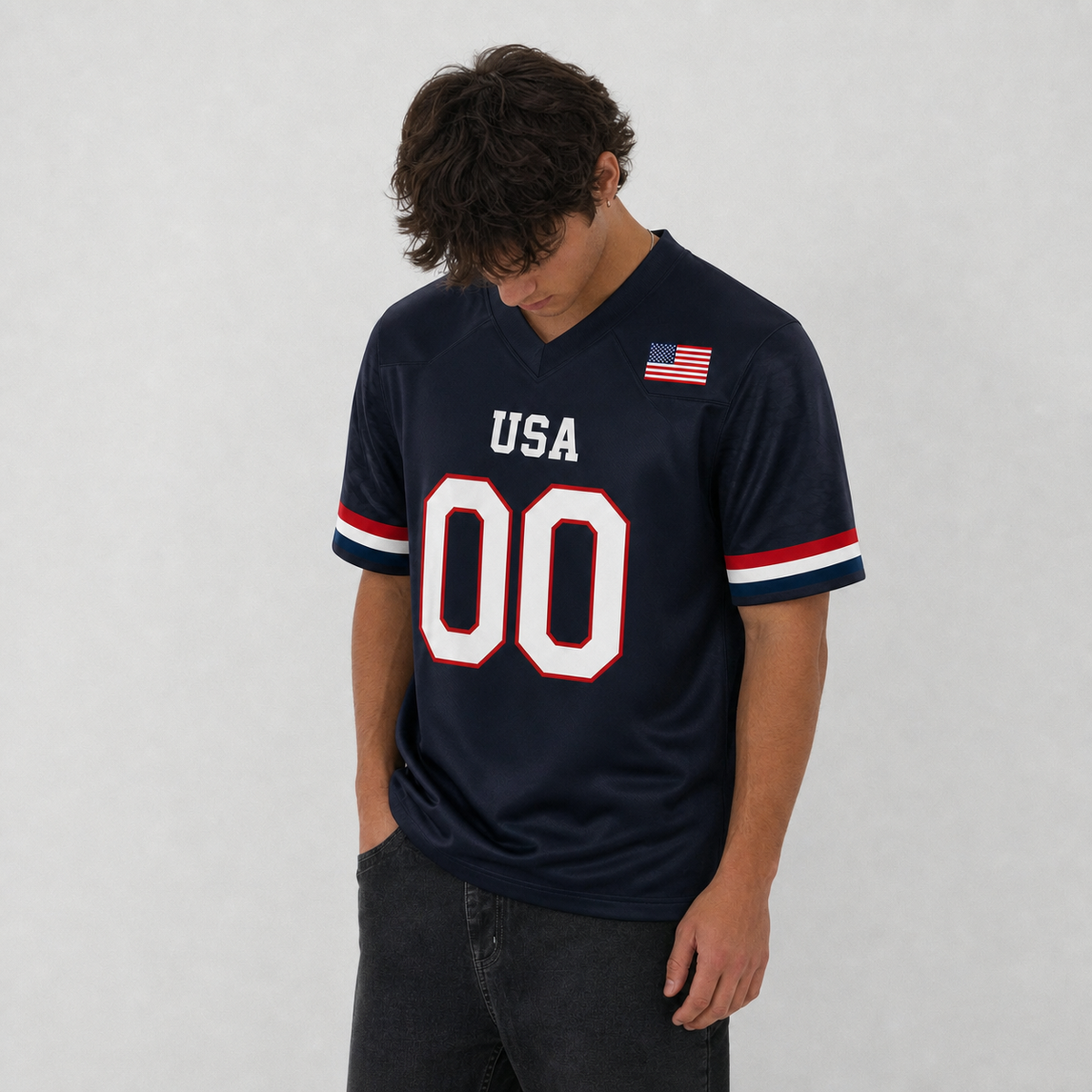 USA Navy Blue Football Jersey – Custom Name and Number