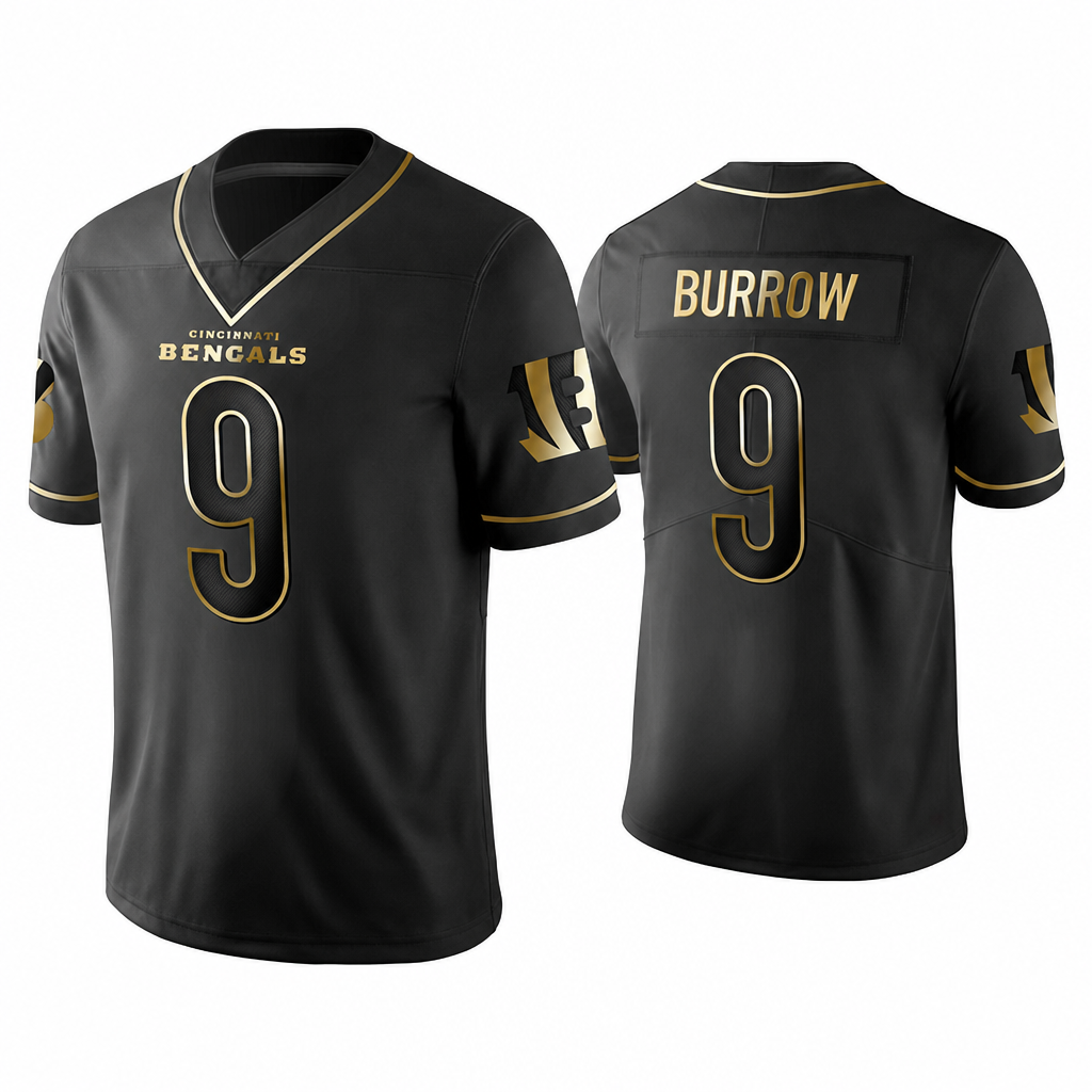 Cincinnati Bengals Black and Gold Football Jersey – Custom Name and Number