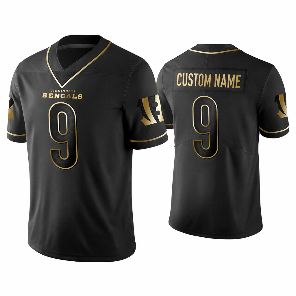 Cincinnati Bengals Black and Gold Football Jersey – Custom Name and Number