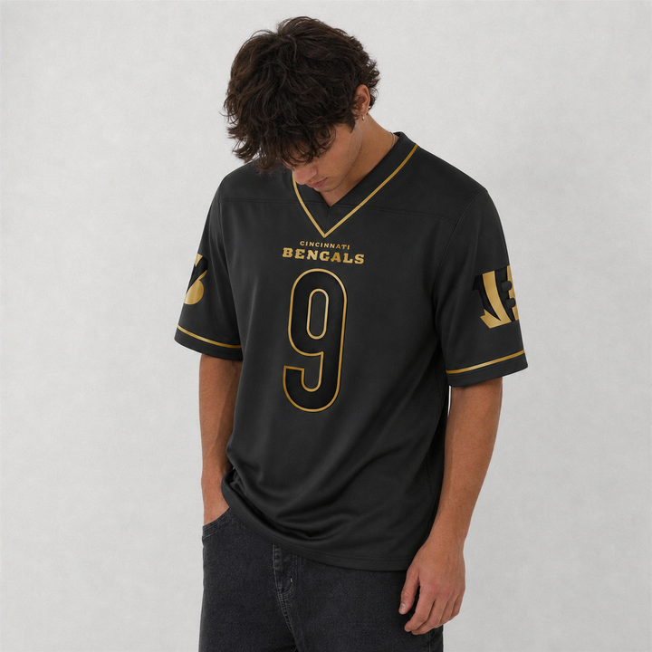 Cincinnati Bengals Black and Gold Football Jersey – Custom Name and Number