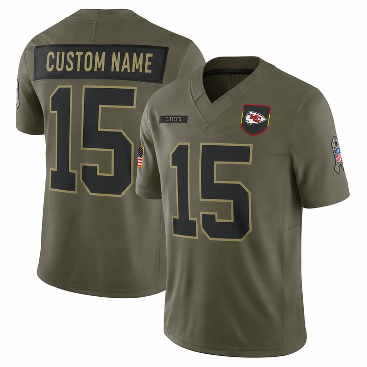 KC Chiefs Olive Green Football Jersey – Custom Name and Number