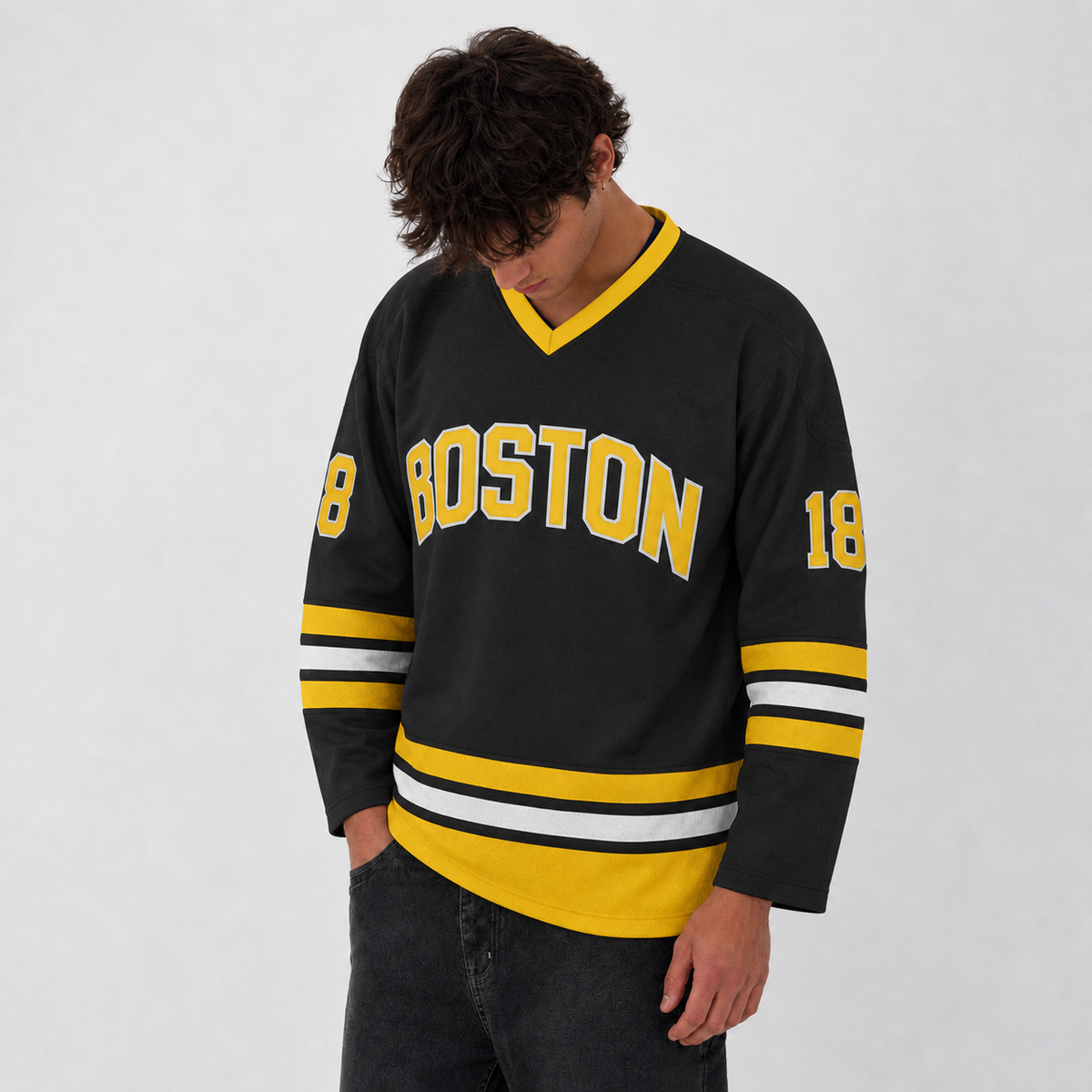 Happy Gilmore Boston Black Hockey Jersey – Custom Name and Number