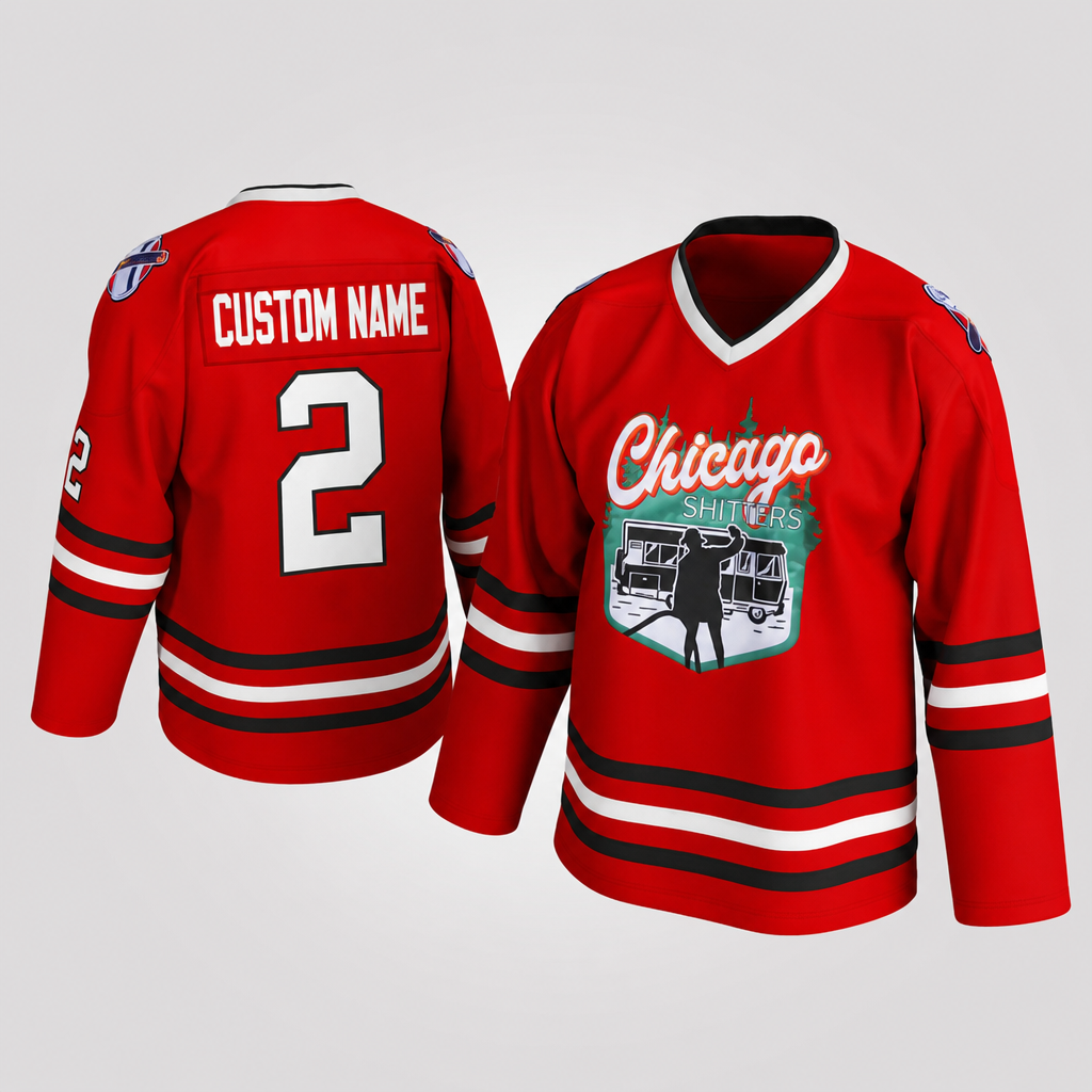 Cousin Eddie Chicago Red Hockey Jersey – Custom Name and Number