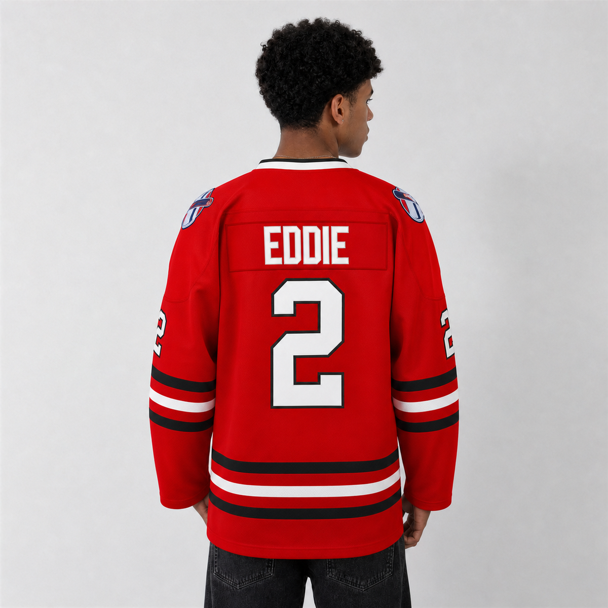 Cousin Eddie Chicago Red Hockey Jersey – Custom Name and Number