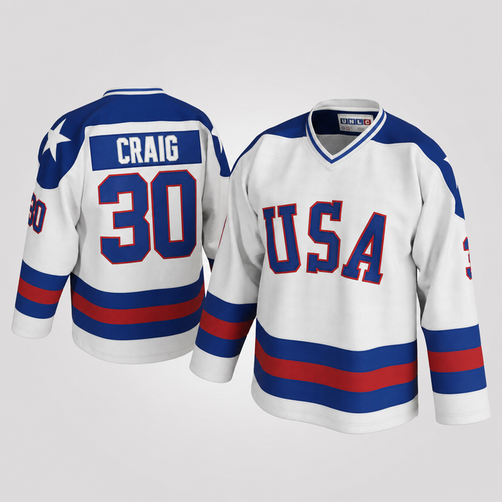Jim Craig USA White Hockey Jersey – Custom Name and Number