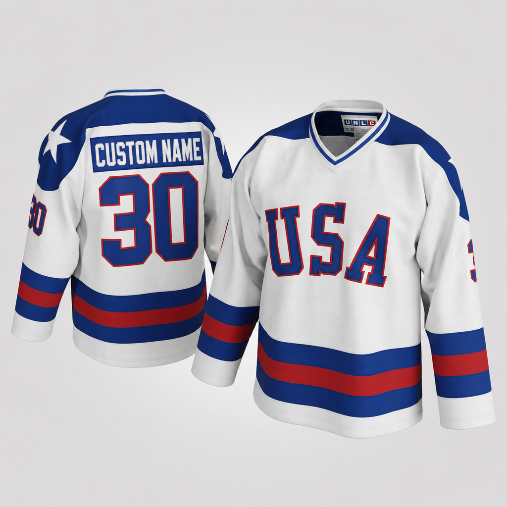 Jim Craig USA White Hockey Jersey – Custom Name and Number
