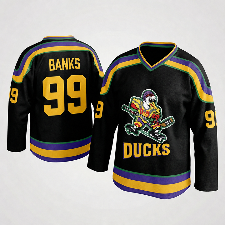 Banks 99 Ducks Black Hockey Jersey – Custom Name and Number