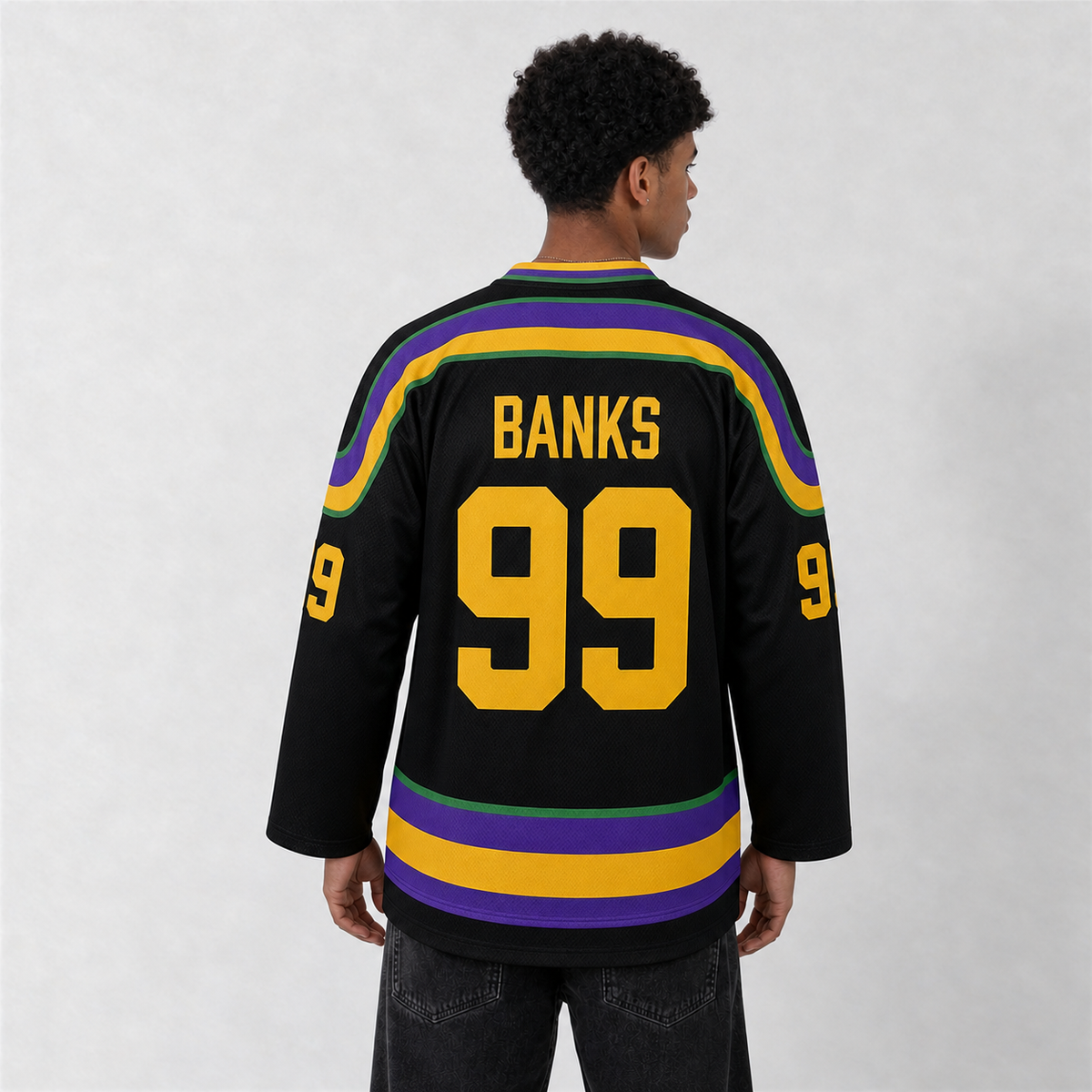 Banks 99 Ducks Black Hockey Jersey – Custom Name and Number