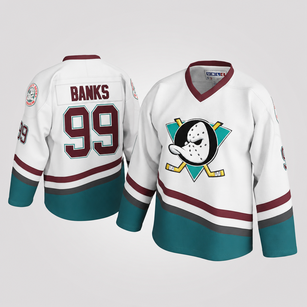 Banks 99 White Hockey Jersey – Custom Name and Number