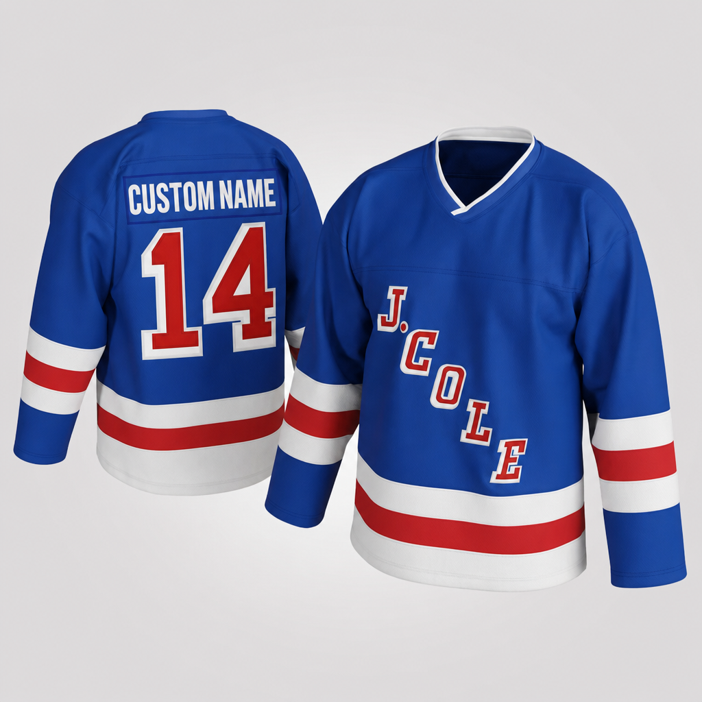 J. Cole Forest Hills Blue Hockey Jersey – Custom Name and Number