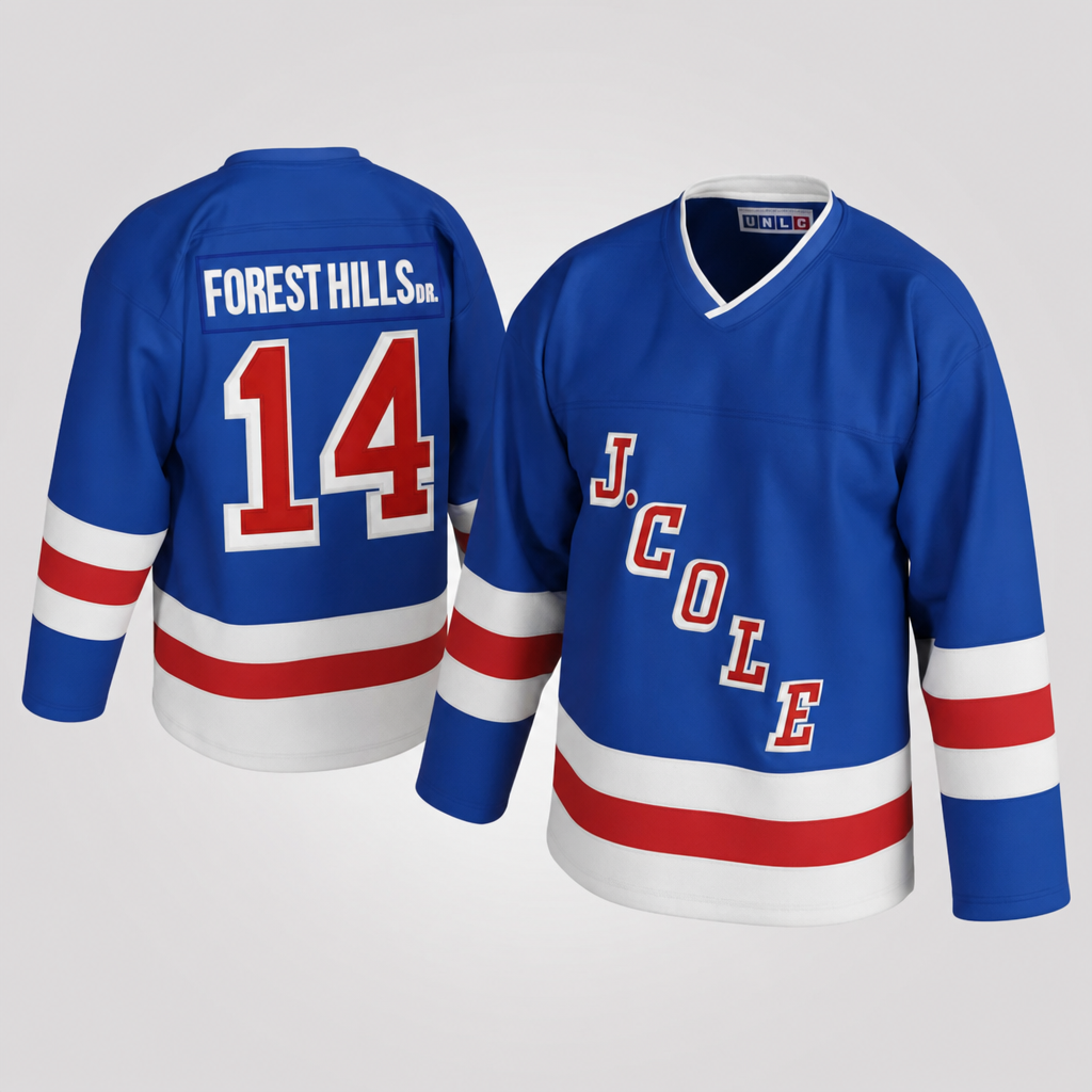 J. Cole Forest Hills Blue Hockey Jersey – Custom Name and Number