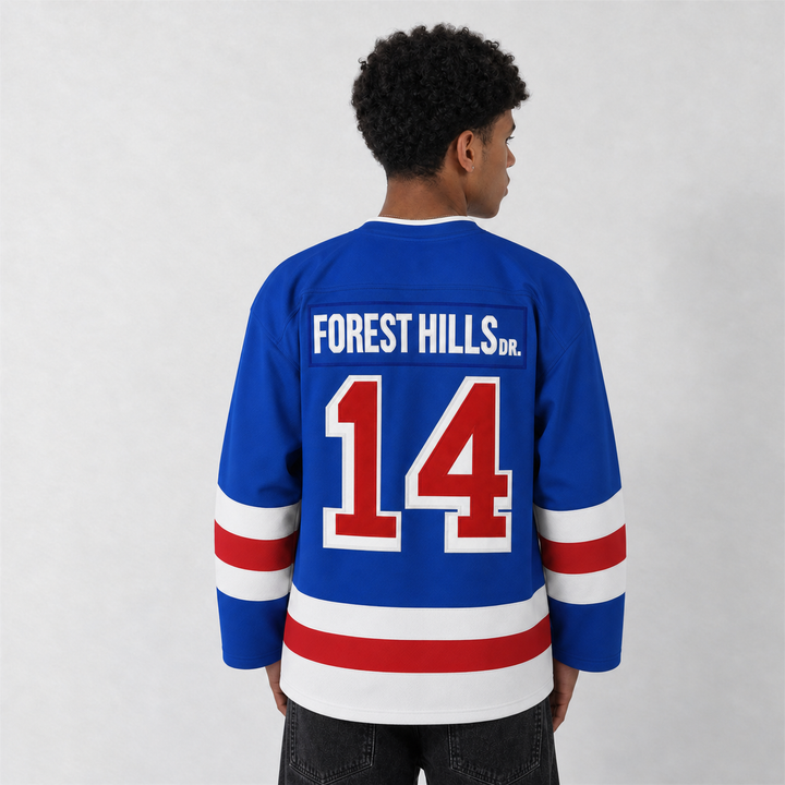 J. Cole Forest Hills Blue Hockey Jersey – Custom Name and Number