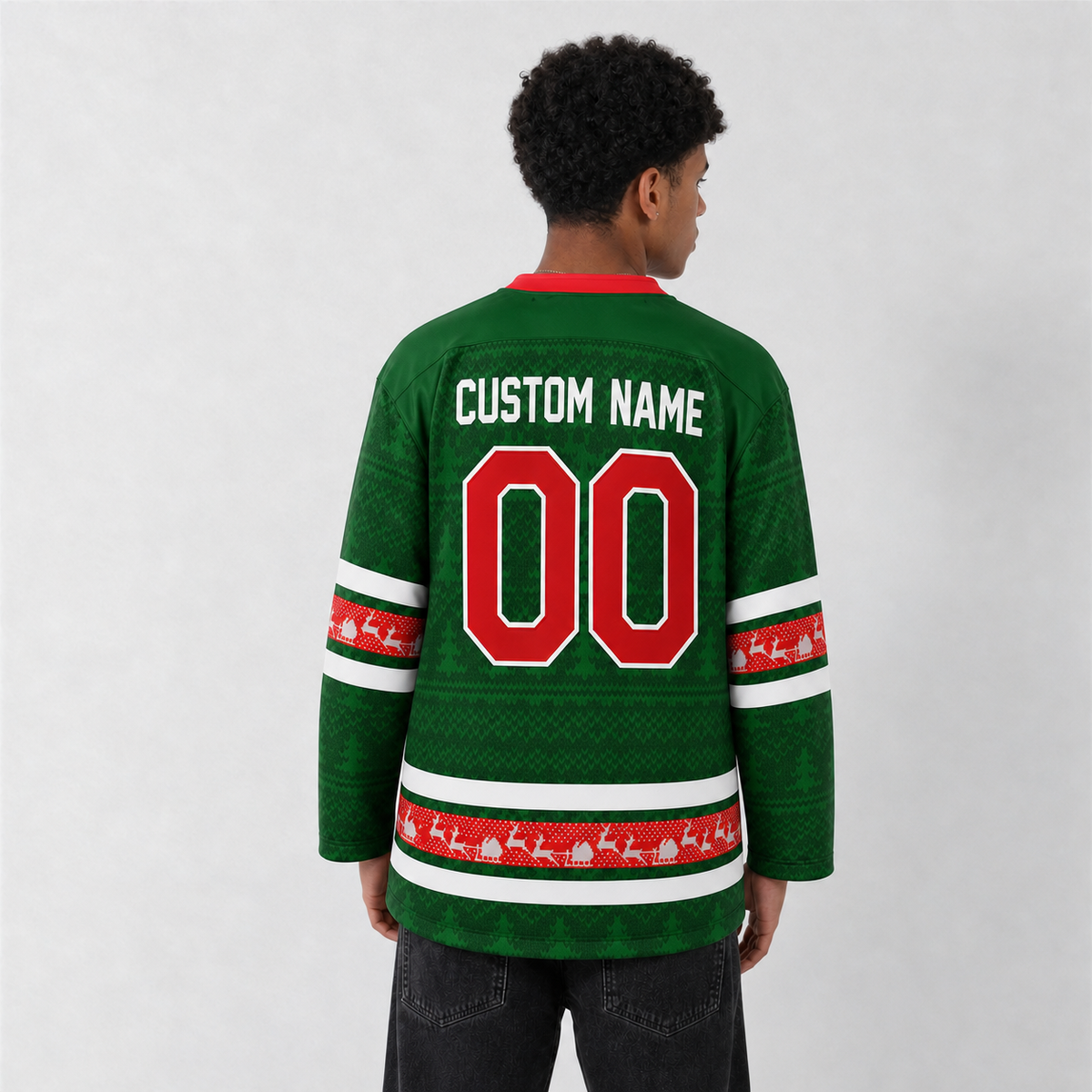 The Lastnames Green Christmas Hockey Jersey – Custom Name and Number