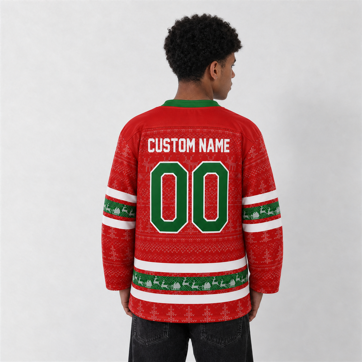 Family Christmas Red Hockey Jersey – Custom Name and Number