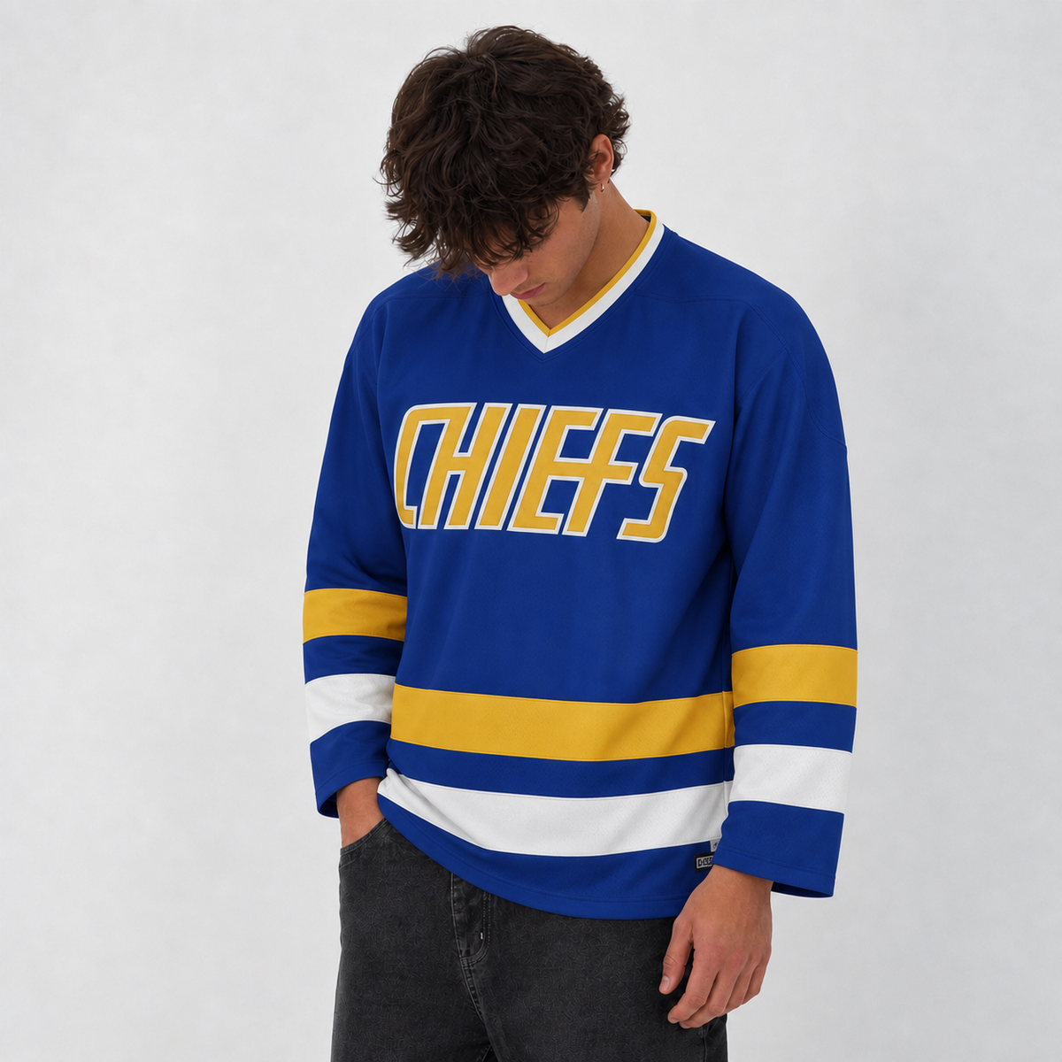 Hanson 17 Chiefs Blue Hockey Jersey – Custom Name and Number