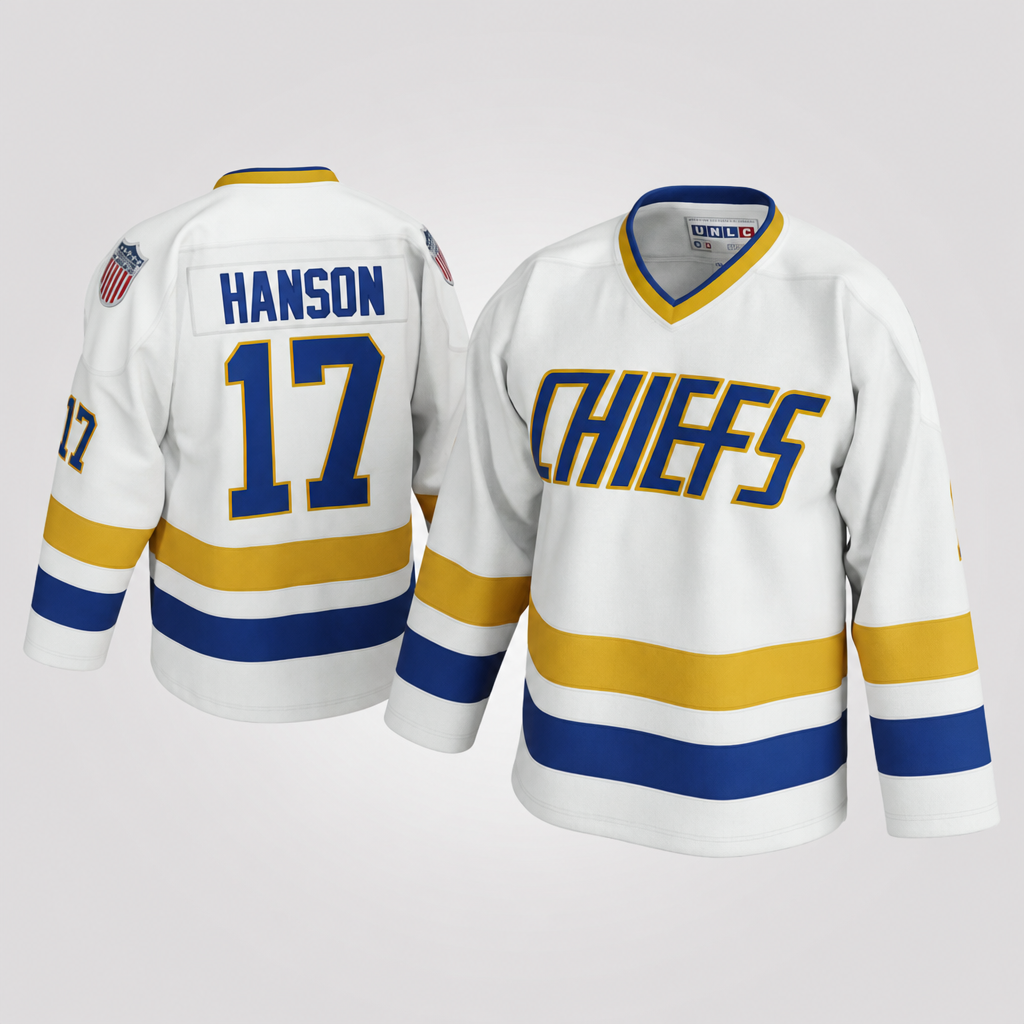Hanson 17 Chiefs White Hockey Jersey – Custom Name and Number