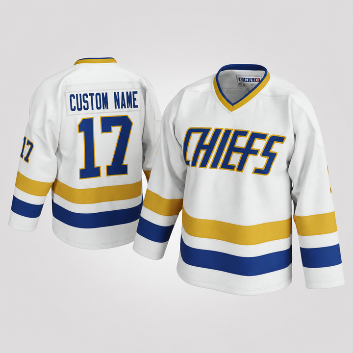 Hanson 17 Chiefs White Hockey Jersey – Custom Name and Number