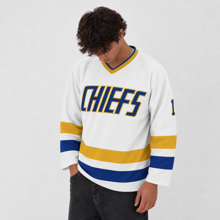 Hanson 17 Chiefs White Hockey Jersey – Custom Name and Number