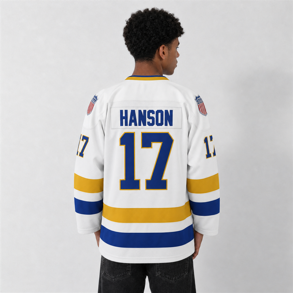 Hanson 17 Chiefs White Hockey Jersey – Custom Name and Number