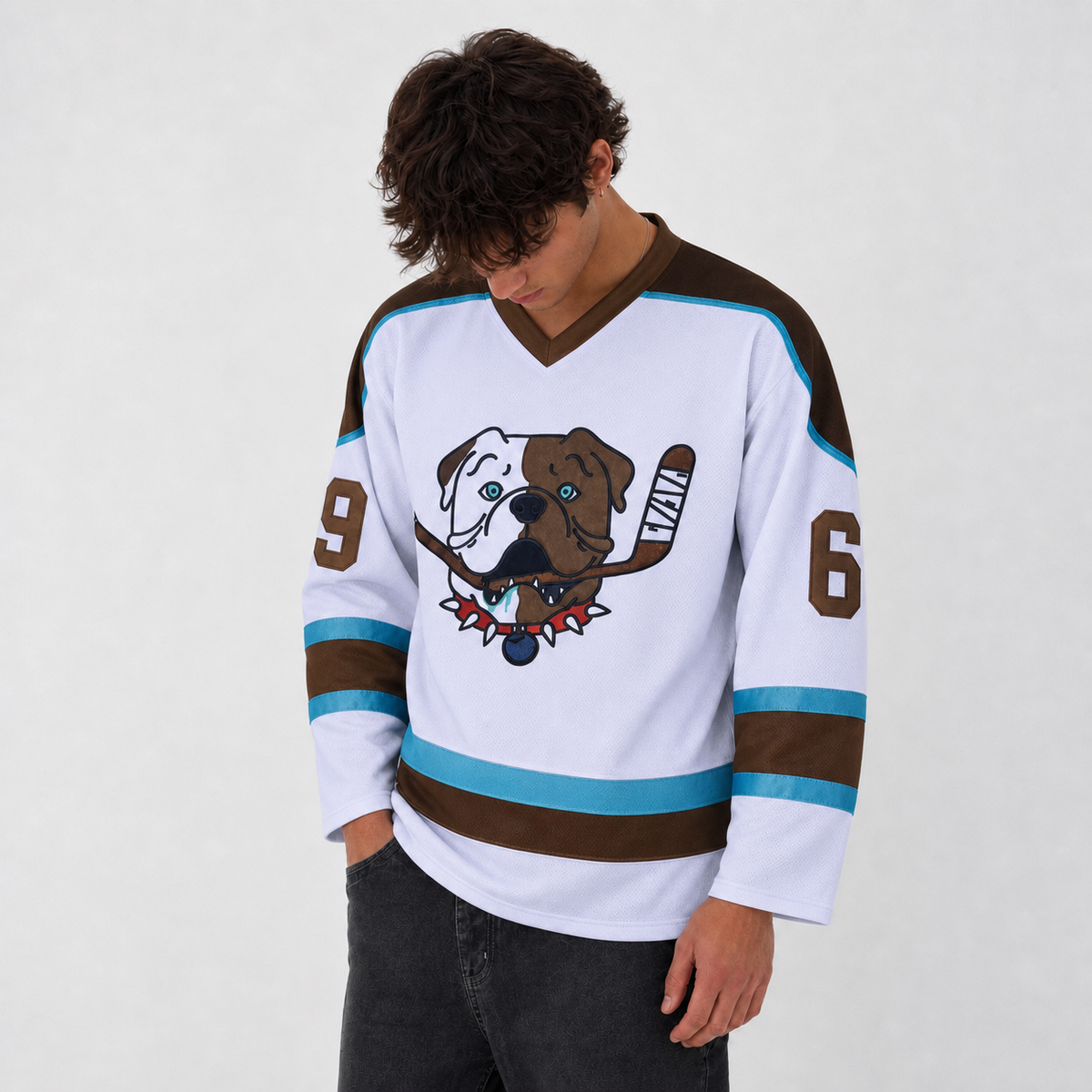 Shore 69 Bulldogs White Hockey Jersey – Custom Name and Number