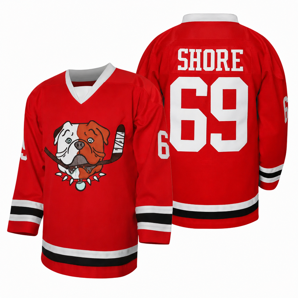 Custom 69 Bulldogs Red Hockey Jersey – Custom Name and Number