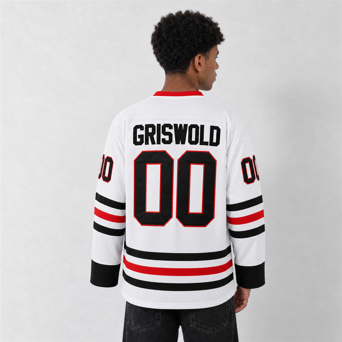 Griswold Christmas Moose White Hockey Jersey – Custom Name and Number