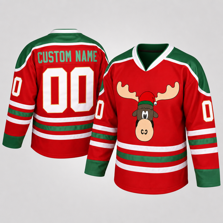 Griswold Christmas Moose Red Hockey Jersey – Custom Name and Number